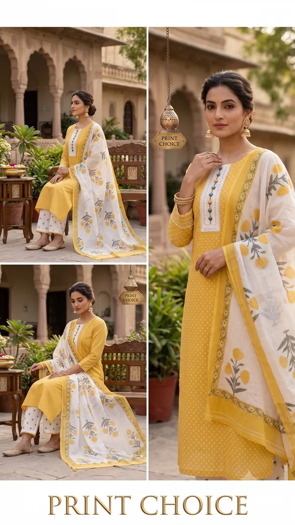 Unstitched_Yellow_Soft_Cotton_3Pcs_Salwar_Suit_For_Women
