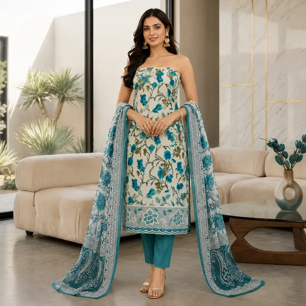 Unstiched_Blue_Soft_Cotton_3Pcs_Salwar_Suit_For_Women