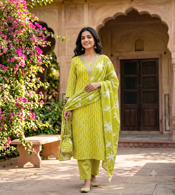 Unstitched_Parrot_Green_Soft_Cotton_3Pcs_Salwar_Suit_For_Women