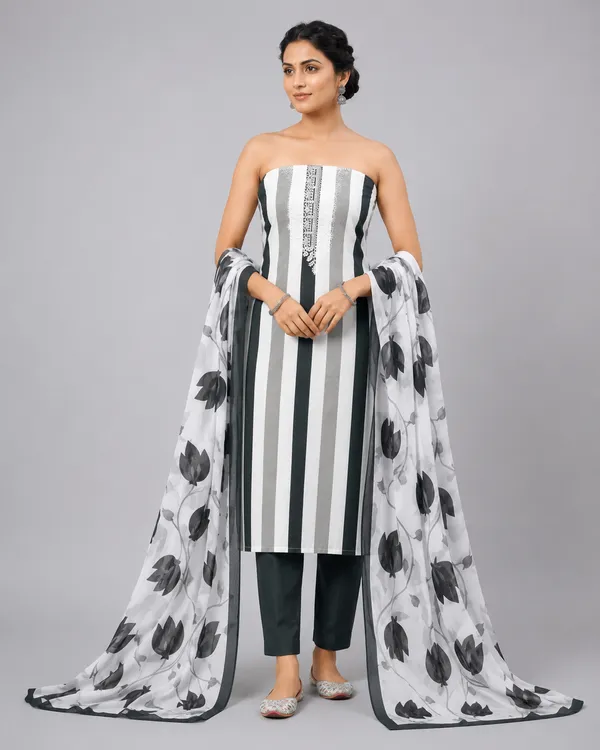 Unstiched_Black_Soft_Cotton_3Pcs_Salwar_Suit_For_Women