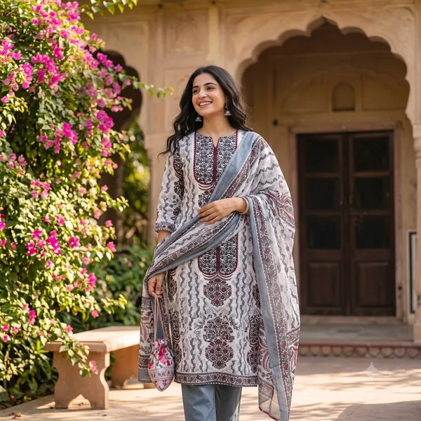 Unstitched_Grey_Soft_Cotton_3Pcs_Salwar_Suit_For_Women
