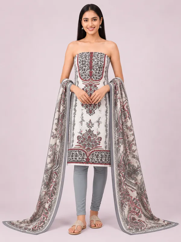 Unstiched_Grey_Soft_Cotton_3Pcs_Salwar_Suit_For_Women