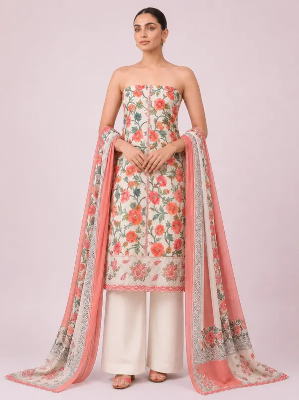 Unstiched_Orange_Soft_Cotton_3Pcs_Salwar_Suit_For_Women