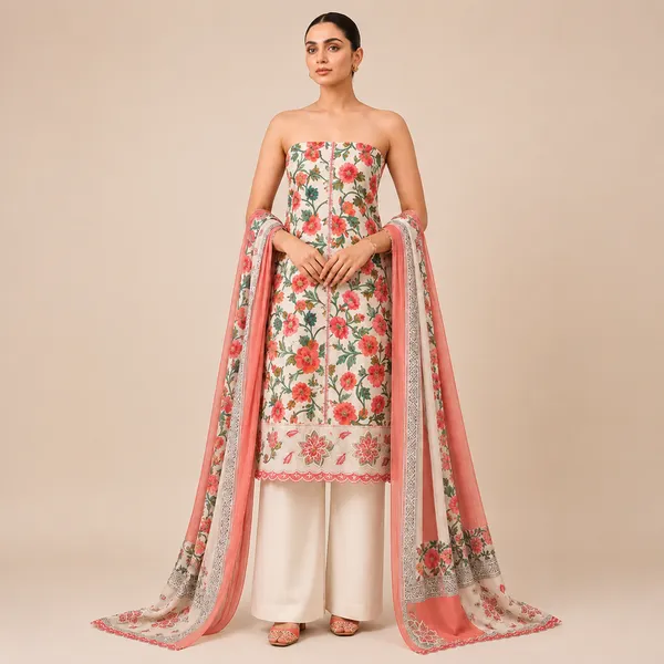 Unstiched_Orange_Soft_Cotton_3Pcs_Salwar_Suit_For_Women