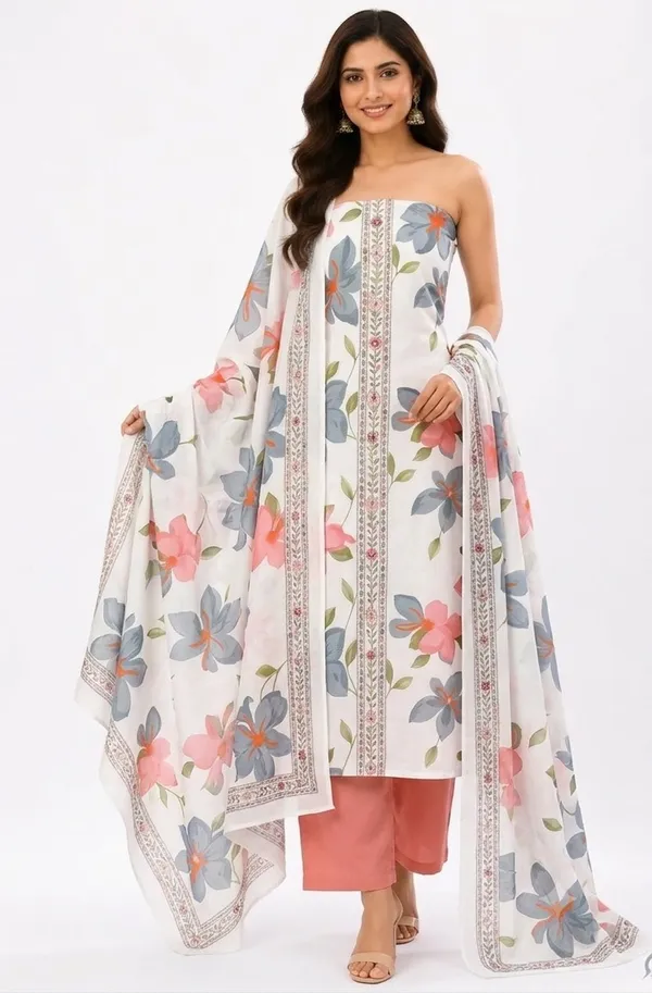 Unstiched_White_And_Pink_Soft_Cotton_3Pcs_Salwar_Suit_For_Women
