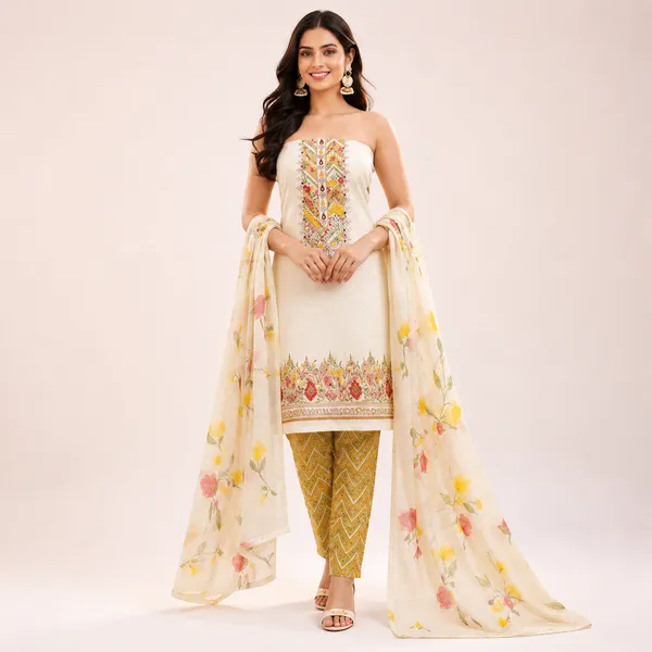 Unstiched_White_Soft_Cotton_3Pcs_Salwar_Suit_For_Women