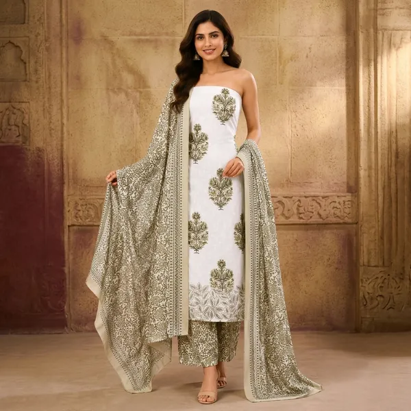 Unstiched_Mustard_Soft_Cotton_3Pcs_Salwar_Suit_For_Women