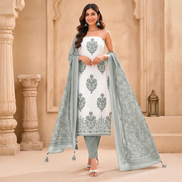 Unstiched_Green_Soft_Cotton_3Pcs_Salwar_Suit_For_Women