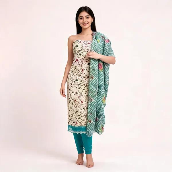 Unstiched_Blue_Soft_Cotton_3Pcs_Salwar_Suit_For_Women