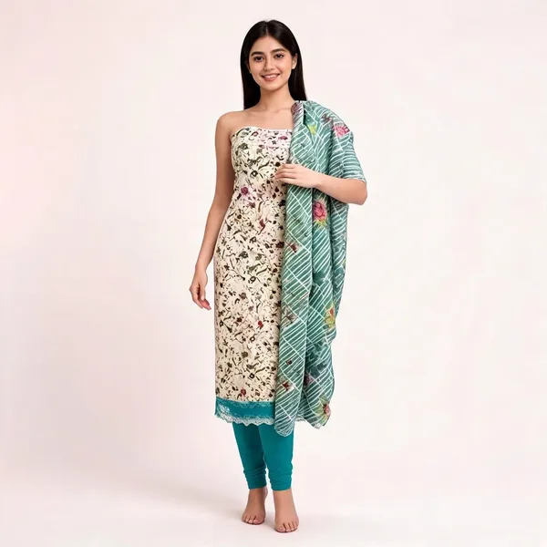 Unstiched_Blue_Soft_Cotton_3Pcs_Salwar_Suit_For_Women