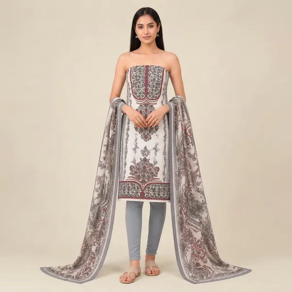 Unstiched_Grey_Soft_Cotton_3Pcs_Salwar_Suit_For_Women