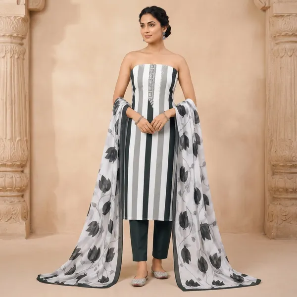 Unstiched_Black_Soft_Cotton_3Pcs_Salwar_Suit_For_Women