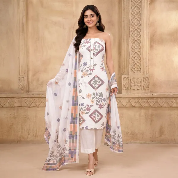 Unstiched_White_Soft_Cotton_3Pcs_Salwar_Suit_For_Women