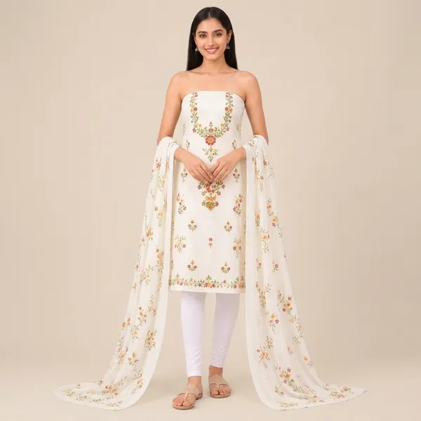 Unstiched_White_Soft_Cotton_3Pcs_Salwar_Suit_For_Women