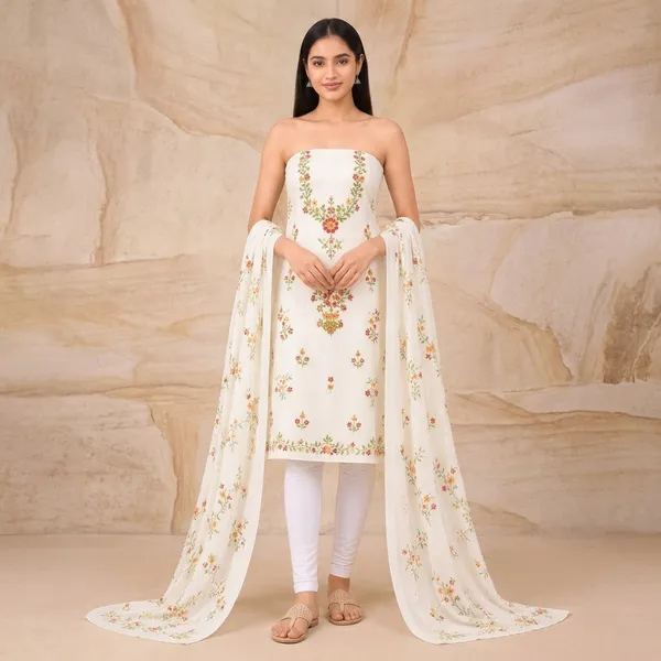 Unstiched_White_Soft_Cotton_3Pcs_Salwar_Suit_For_Women