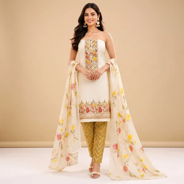 Unstiched_White_Soft_Cotton_3Pcs_Salwar_Suit_For_Women