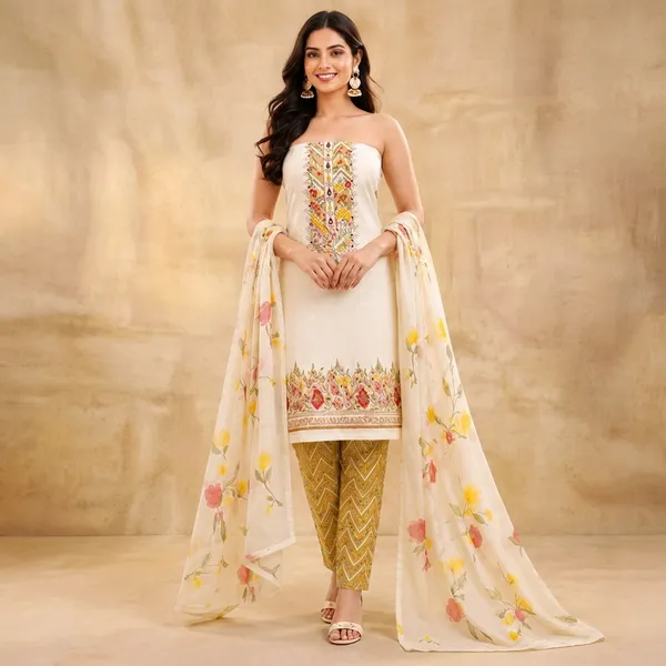 Unstiched_White_Soft_Cotton_3Pcs_Salwar_Suit_For_Women