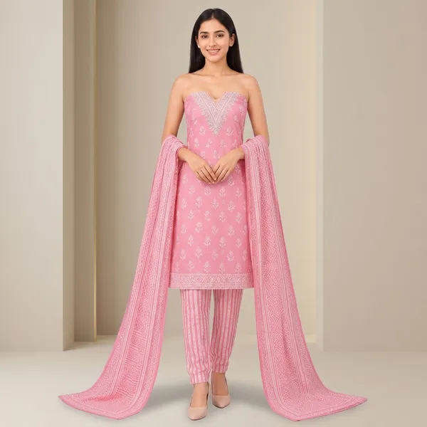Unstiched_Pink_Soft_Cotton_3Pcs_Salwar_Suit_For_Women