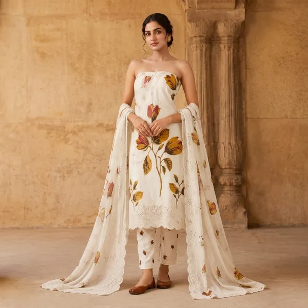 Unstiched_Cream_Soft_Cotton_3Pcs_Salwar_Suit_For_Women