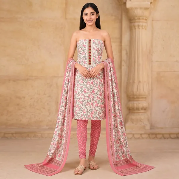 Unstiched_Pink_Soft_Cotton_3Pcs_Salwar_Suit_For_Women