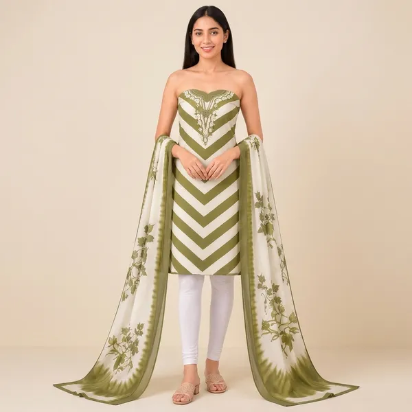 Unstiched_Green_Soft_Cotton_3Pcs_Salwar_Suit_For_Women