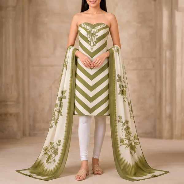 Unstiched_Green_Soft_Cotton_3Pcs_Salwar_Suit_For_Women