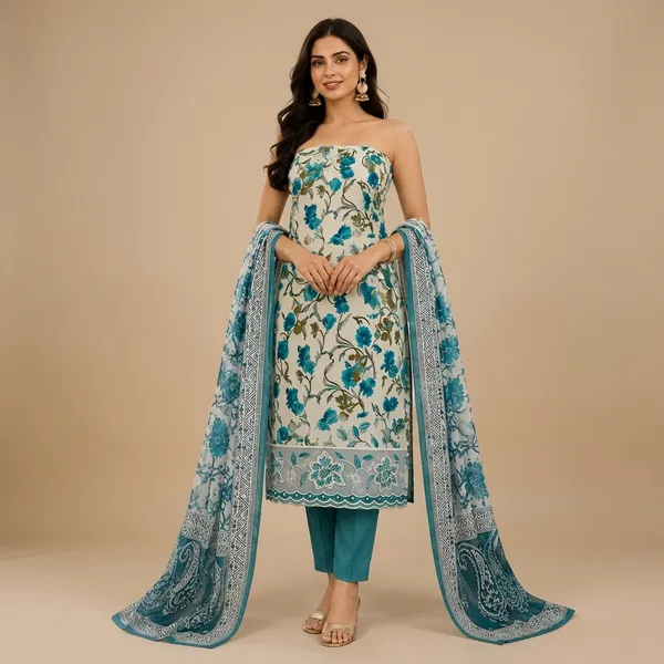 Unstiched_Blue_Soft_Cotton_3Pcs_Salwar_Suit_For_Women