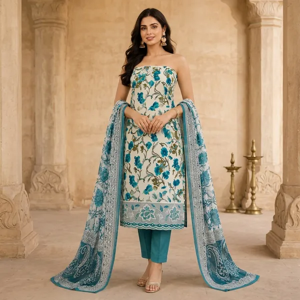 Unstiched_Blue_Soft_Cotton_3Pcs_Salwar_Suit_For_Women