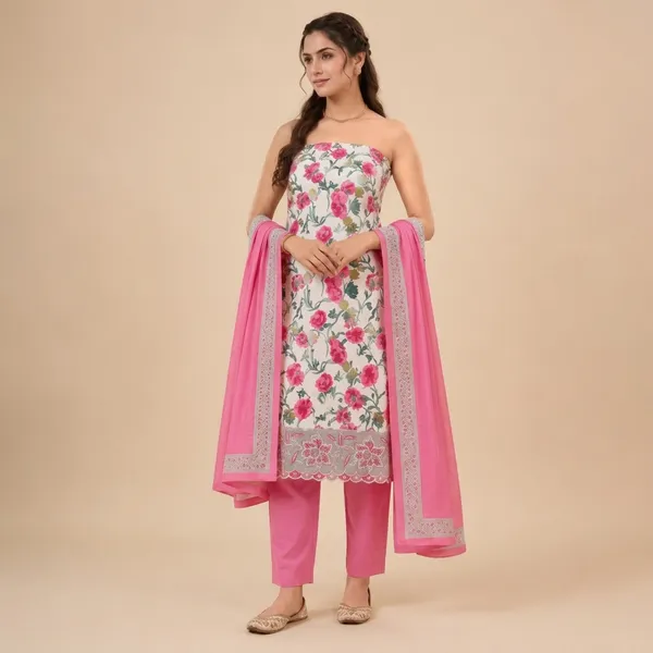 Unstiched_Pink_Soft_Cotton_3Pcs_Salwar_Suit_For_Women