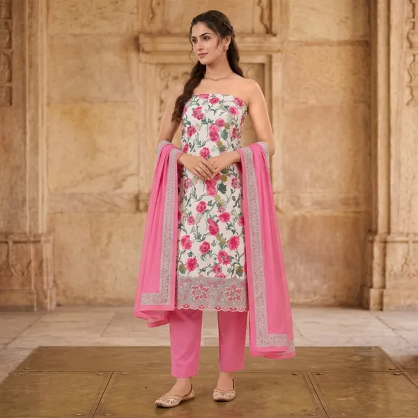 Unstiched_Pink_Soft_Cotton_3Pcs_Salwar_Suit_For_Women