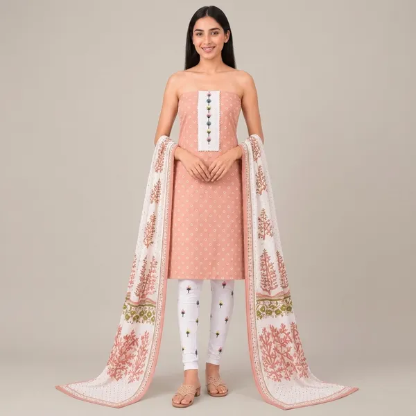 Unstiched_Peach_Soft_Cotton_3Pcs_Salwar_Suit_For_Women
