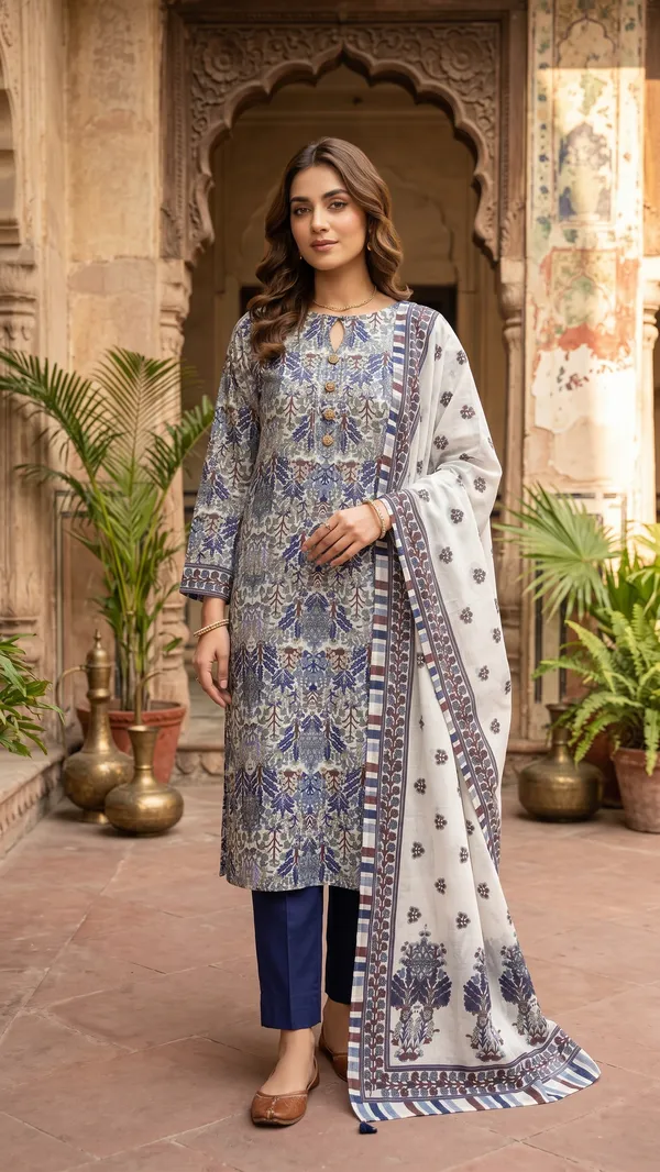 Unstitched_Blue_And_Maroon_Soft_Cotton_3Pcs_Salwar_Suit_For_Women