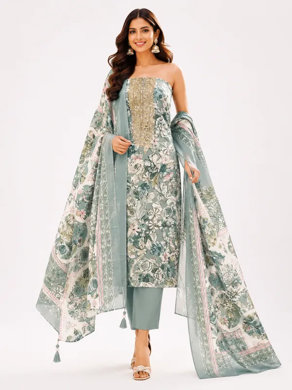 Unstiched_Gold_Soft_Cotton_3Pcs_Salwar_Suit_For_Women