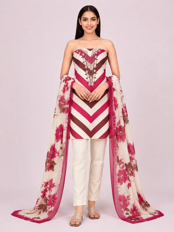 Unstiched_Pink_Soft_Cotton_3Pcs_Salwar_Suit_For_Women