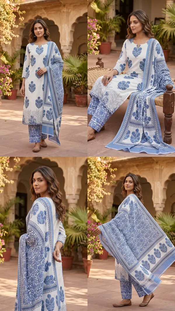Unstitched_Blue_Soft_Cotton_3Pcs_Salwar_Suit_For_Women
