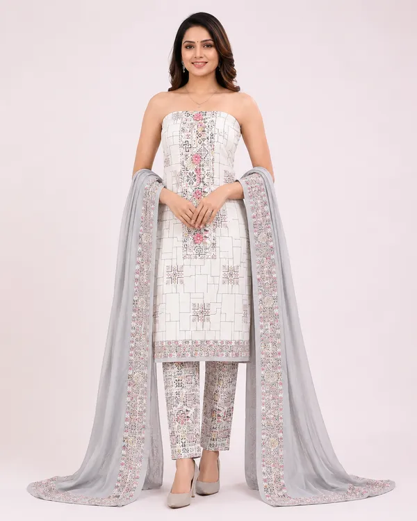 Unstiched_Grey_Soft_Cotton_3Pcs_Salwar_Suit_For_Women