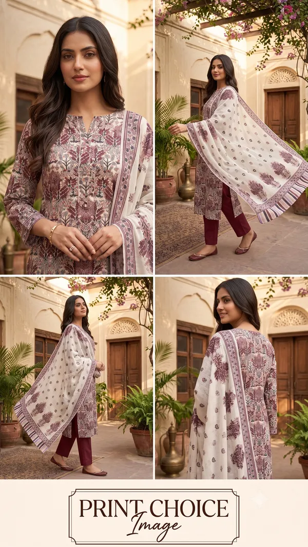 Unstitched_Maroon_And_Blue_Soft_Cotton_3Pcs_Salwar_Suit_For_Women