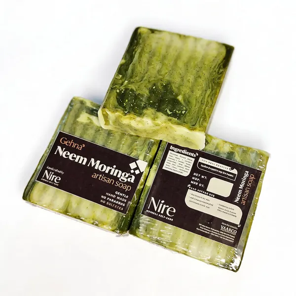 Nire_Gehna_Neem_Moringa_:_French_Green_Clay,_Neem,_Moringa_/_Nire_Baghaan_:__Anti_Microbial_Soap_(Pack_Of_2_)