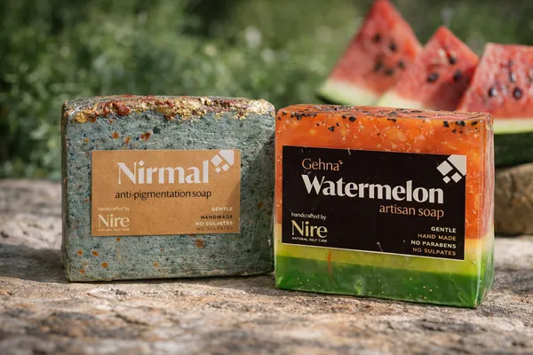 Nire_Watermelon_:_Glycerin_Base_with_French_Green_Clay,_Kaolin_Clay,_French_Pink_Clay_/_Nire_Nirmal_:_french_Pink_Clay,_Multani_mitti,safforn_helps_Anti_pigmentation_Soap_(Pack_Of_2_)