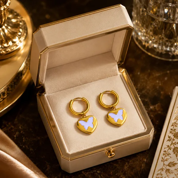 Gold_Stainless_Steel_Hoop_Earrings_With_Purple_Butterfly_Heart_Charm