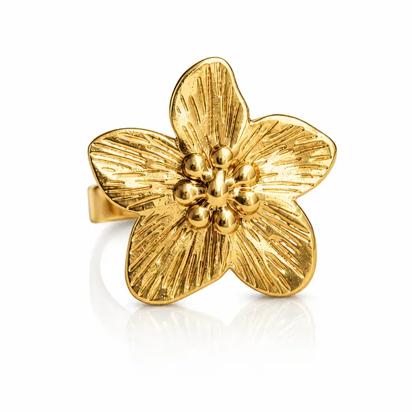 18K_Gold_Plated_Flower_Statement_Ring_for_Women_|_Anti-Tarnish,_Waterproof_Stainless_Steel_Cherry_Blossom_Ring_|_Textured_Floral_Fashion_Jewellery
