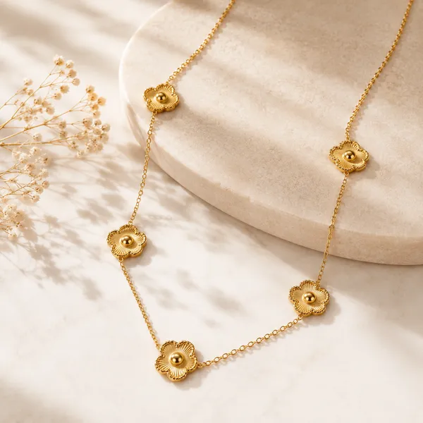 Gold_Stainless_Steel_Floral_Station_Necklace_For_Women