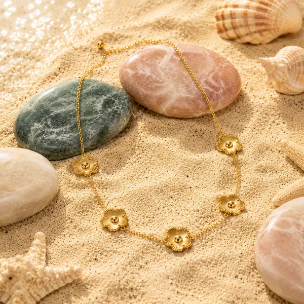 Gold_Stainless_Steel_Floral_Station_Necklace_For_Women
