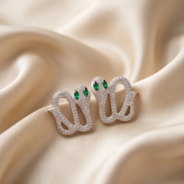 Gold_Stainless_Steel_Snake_Design_Stud_Earrings_For_Women