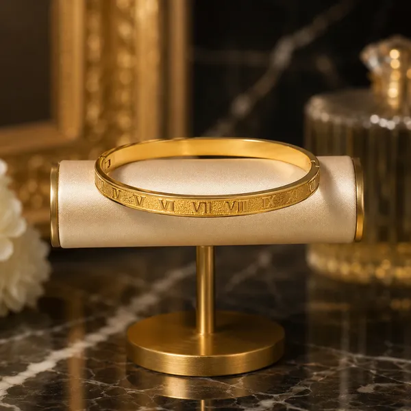 Gold_Stainless_Steel_Roman_Numeral_Engraved_Hinged_Bangle_For_Women