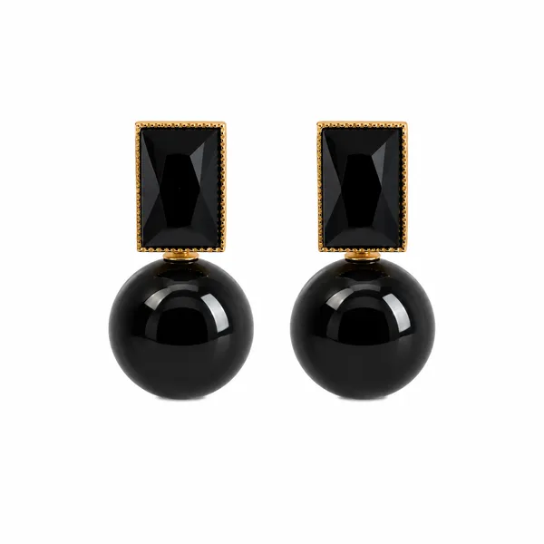 Black_Stone_Geometric_Drop_Earrings_With_Gold_Detail_For_Women
