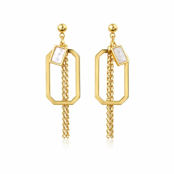 Gold_Rectangular_Frame_Stone_Chain_Drop_Earrings_For_Women
