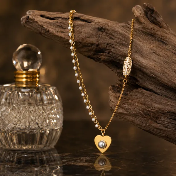 Gold_Stainless_Steel_Chain_Heart_Pendant_Pearl_Bead_Necklace_For_Women