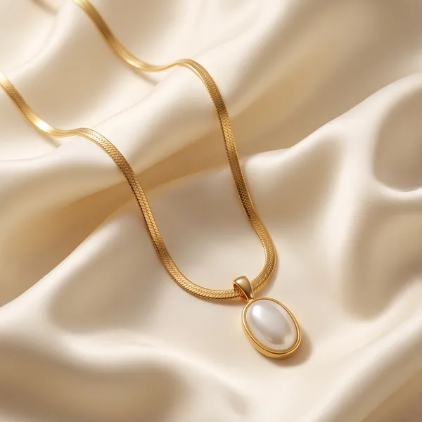 Gold_Stainless_Steel_Pearl_Oval_Pendant_Necklace_For_Women