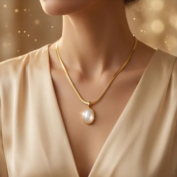Gold_Stainless_Steel_Pearl_Oval_Pendant_Necklace_For_Women